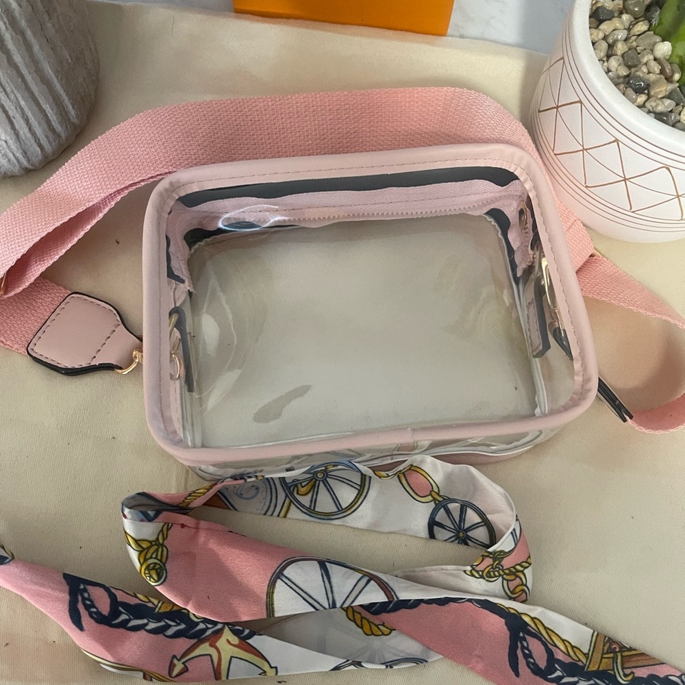 Pink clear crossbody bag